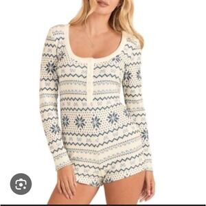 NWT ADORE ME Dawn Ribbed Henley Romper Long Sleeve Button Up Sleepwear XL Sexy